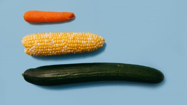 Različne velikosti moškega člana na primeru zelenjave